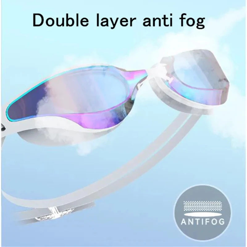 Electroplated Swimming Goggles For Women Men Waterproof Anti Fog Anti UV Diving Glasses Swimming Training Accessories