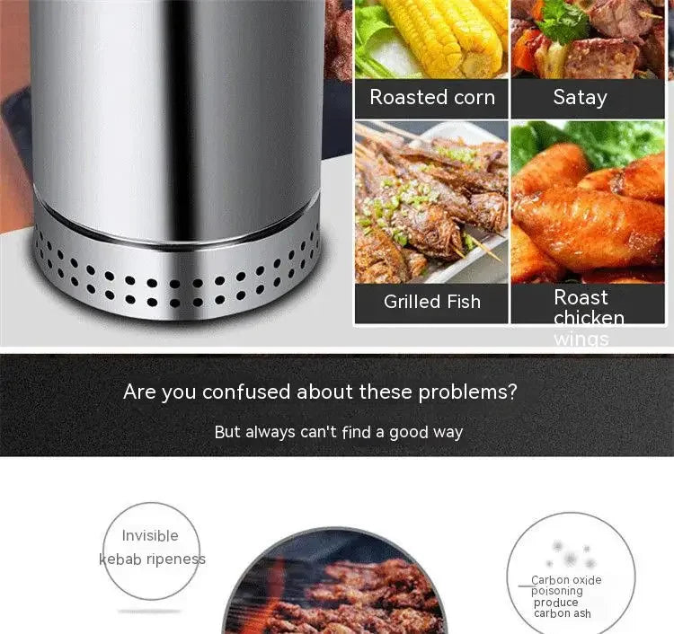 Smokeless Barbecue oven Household Charcoal indoor Barbecue Artifact Outdoor Stainless steel Barbecue oven Roast chicken oven Han