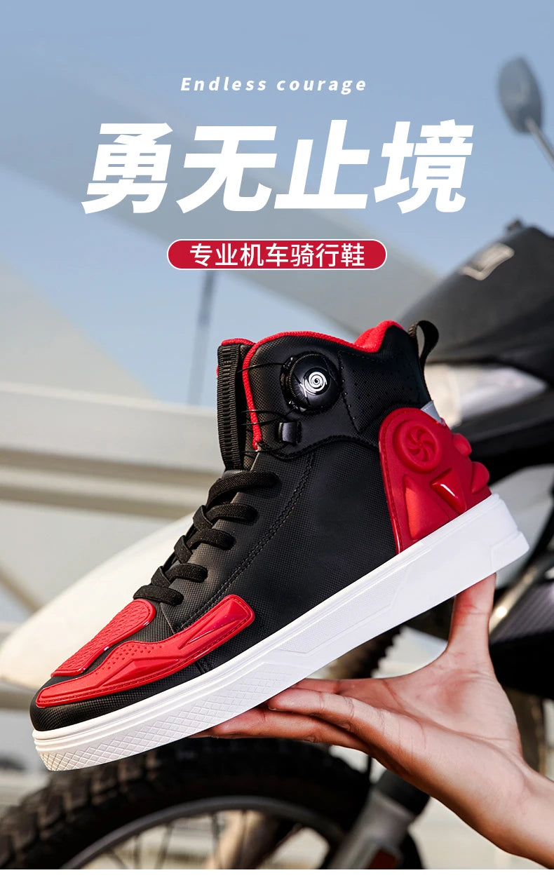 New Men's Motorcycle Shoes Outdoor Breathable Waterproof Men Motorcycle Boots Motos and Bike Riding Ankle Boot Motocross Shoes