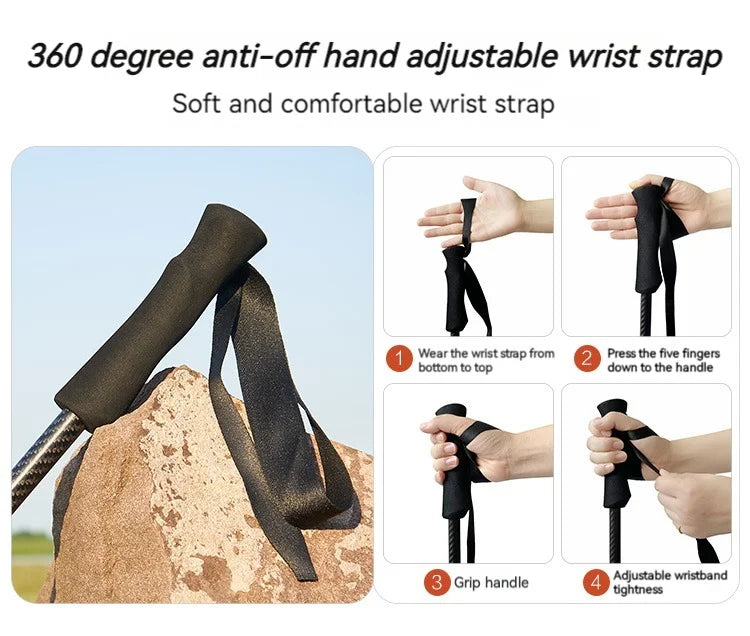 ASTA GEAR Carbon Fiber Climbing Alpenstock Ultra Light Aluminum Alloy  ul Tent Ceiling Support Rod Carbon Hiking  Climbing Stick