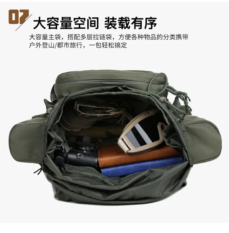 70L Large Capacity Tactical Backpack,Wear-Resistant Rainproof Oxford Cloth,Multifunctional Outdoor Camping Hiking Climb Bag,B437