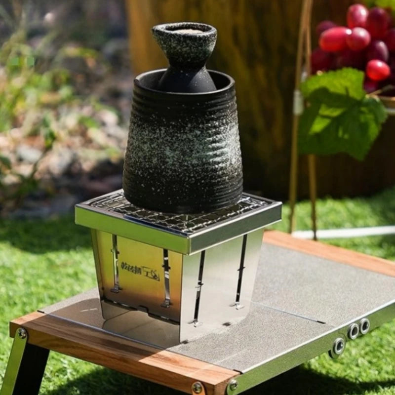 Mini Barbecue Grill Around The Stove Make Tea Outdoor Portable Folding BBQ Grill Stove Stainless Steel Furnace