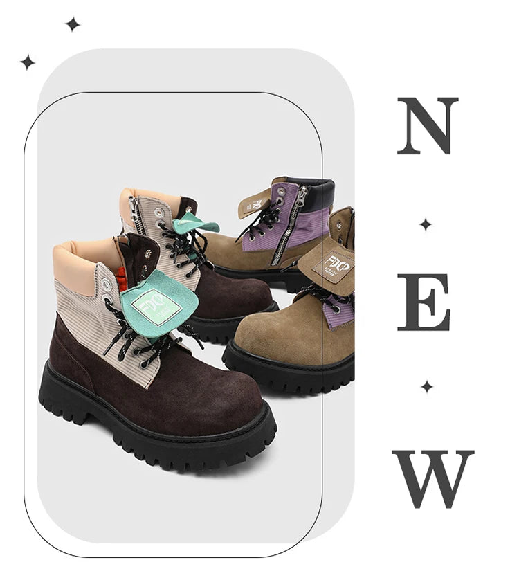 High quality Luxury Leather Boots Man Yellow High top Shoes Winter Men's Ankle Boots Street Motorcycle Shoes botas para hombre