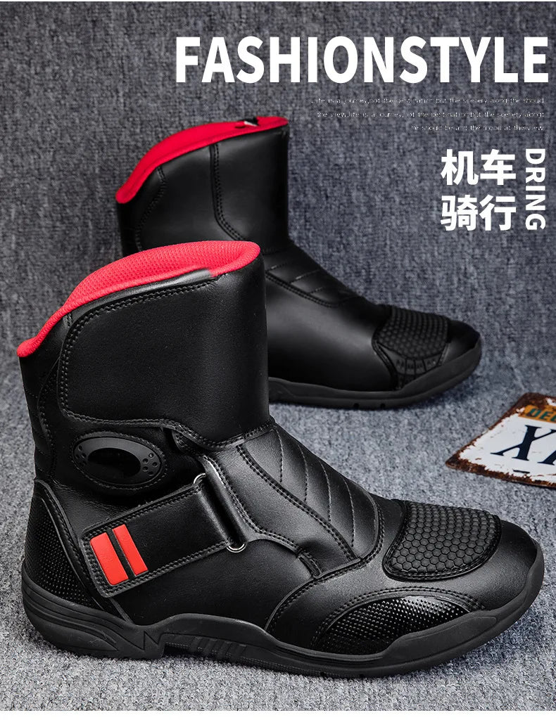 Motorcycle Boots Waterproof Leather Motorbike Protective Boots Motocross Riders Gear Men Women Moto Cycling Shoes Non-slip