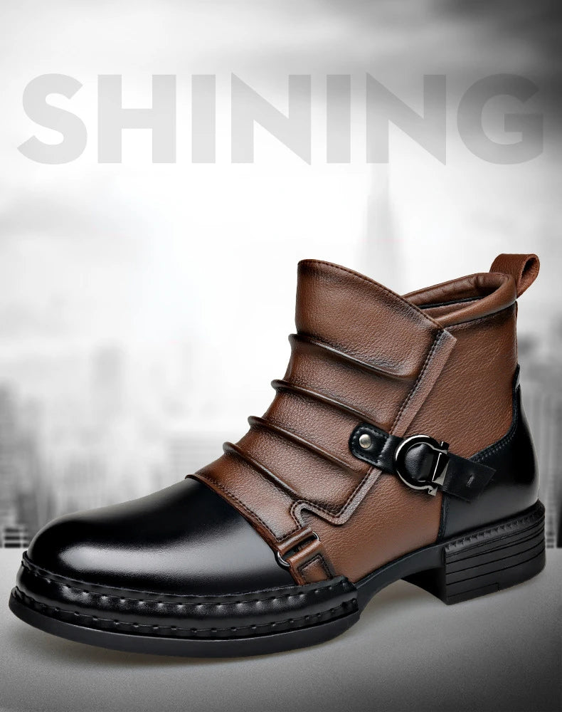 Autumn Winter Retro Ankle Boots for Men Fashion Casual Size Zipper Motorcycle Boots Man New Designer Warm Platform Shoes Male