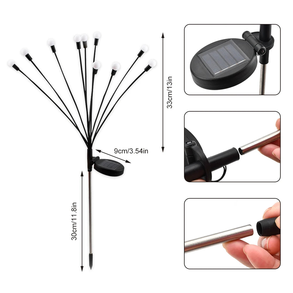 8/10LED Solar Light Outdoor Garden Decoration Landscape Lights Firework Firefly Lawn Lamps Country House Balcony Decor Lamp