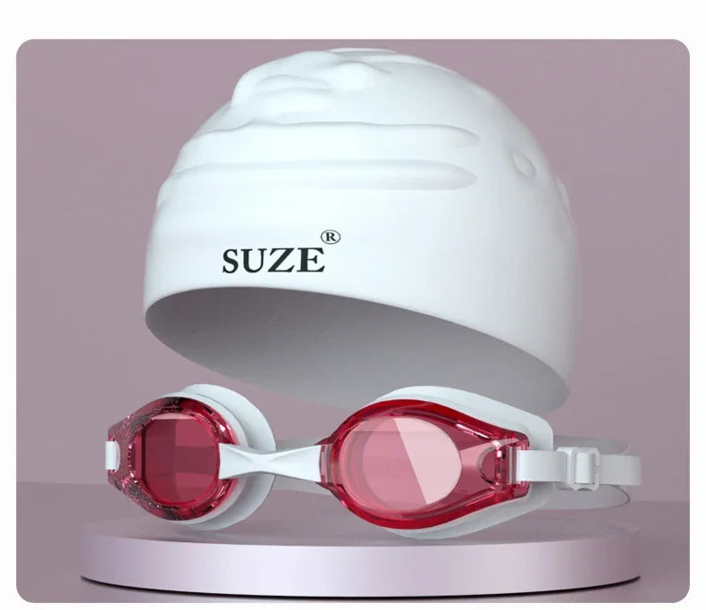 High Definition Anti Fog Swimming Goggles with Comfortable Silicone Seal Includes Swim Cap and Storage Box