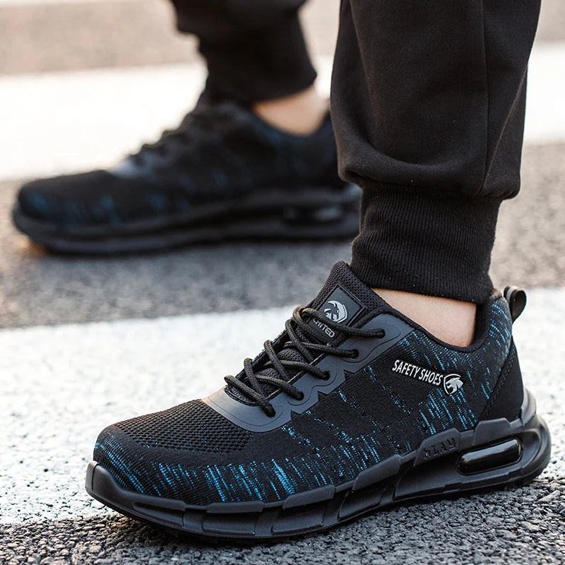Security Anti-static Men Work Shoes Anti Puncture Anti Smashing Safety Shoes Air Cushion Indestructible Sneakers Breathable Mesh