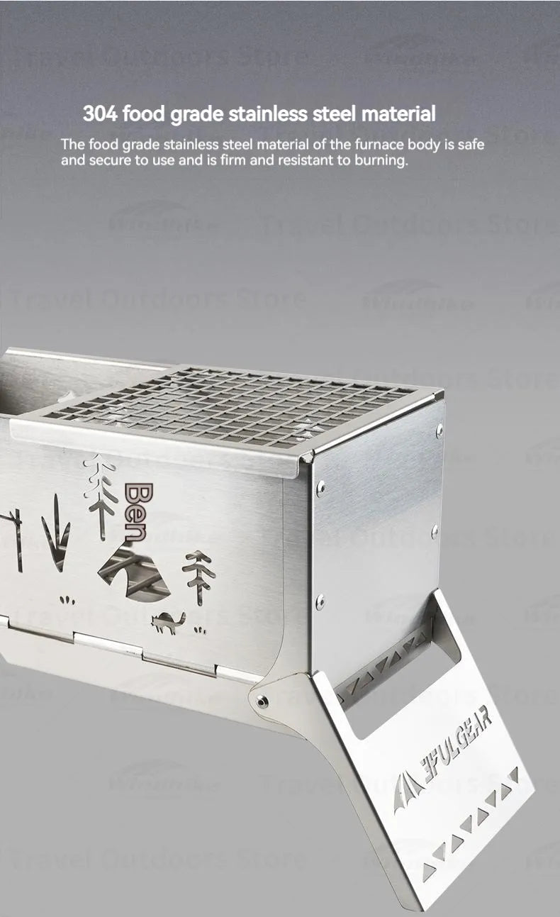 3F UL GEAR Camping Folding Firewood Stove All-In-One Style Tabletop BBQ Furnace 2.2kg Ultralight Outdoor Cooking Equipment Oven