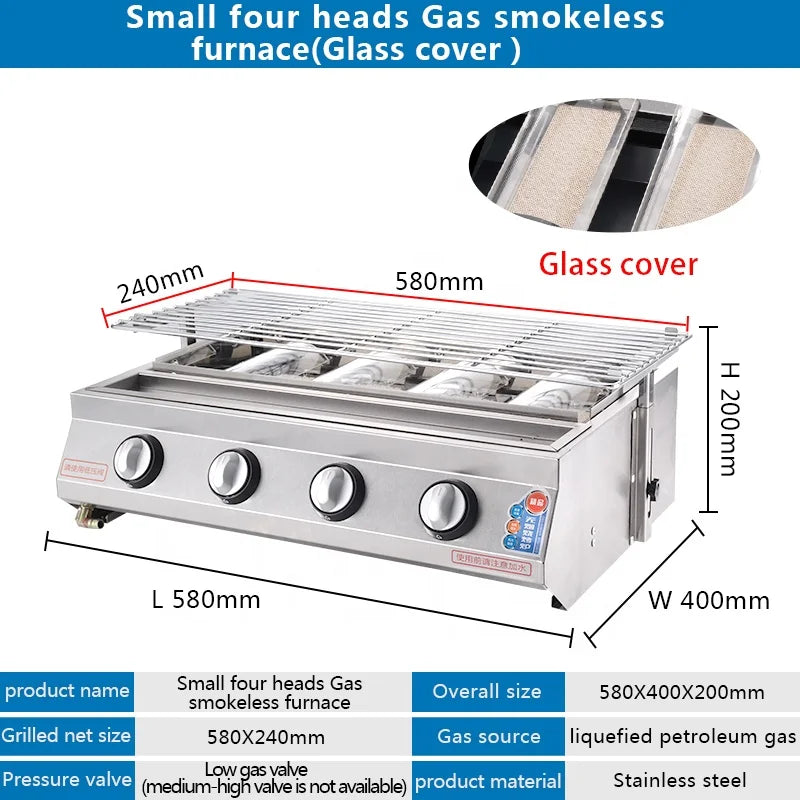 Supplier Stainless Steel Portable BBQ Gas Grill for Outdoor Camping and Restaurant Use