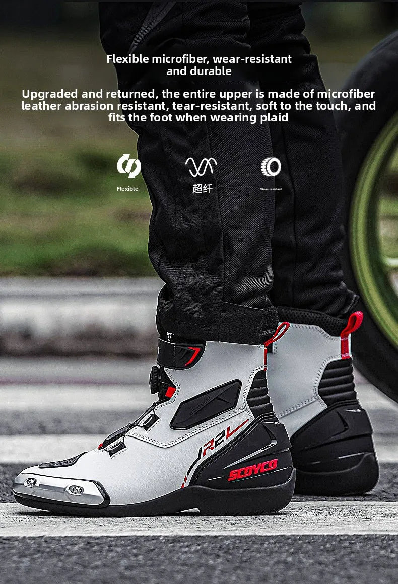 Scoyco R2 Motorcycle Riding Boots Locomotive Anti-drop Shoes Knight Competition Road Racing Shoes Men's Four-season New Products