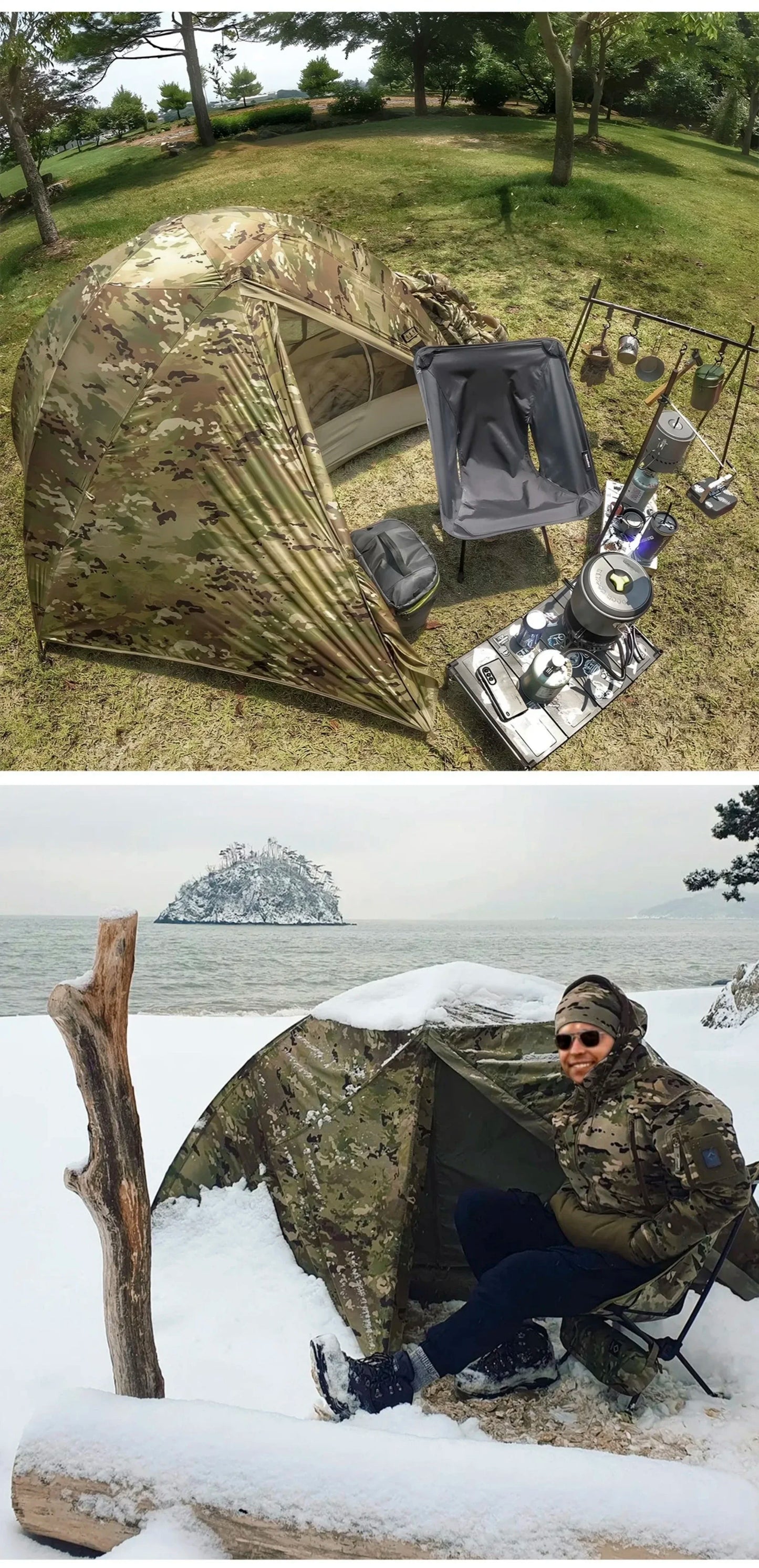 Ultra-Lightweight 1.8KG Military Tent Waterproof Windproof Quick Setup Backpack Tent for Camping Hiking Beach Backpacking