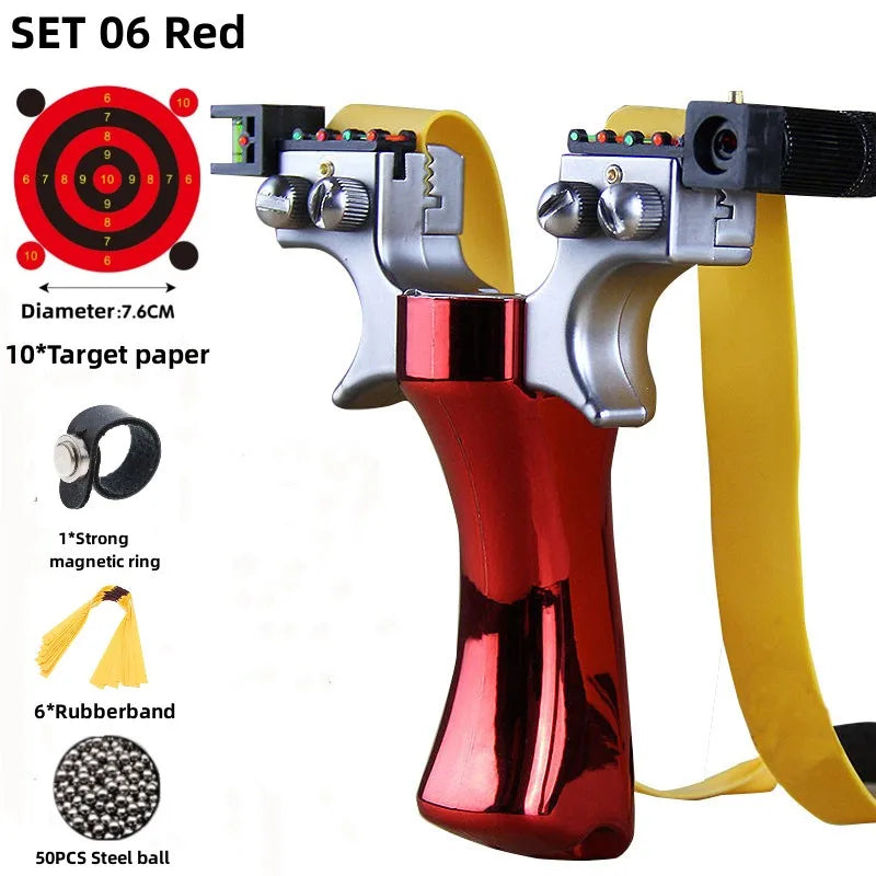 Powerful New Laser Slingshot Upgrade Outdoor Shooting Catapult Double Screw Quick Pressure Rubber Band Toy Hunting Tools Outdoor