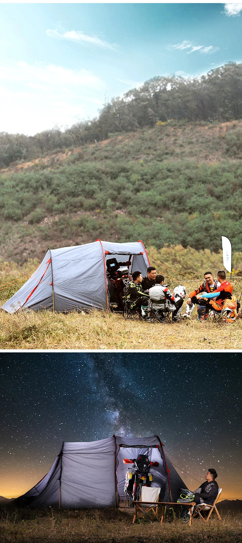 YOUSKY Motorcycle Touring Tent Waterproof Windproof 1-2 Person Camping Tent for Outdoor Riding and Road Trip