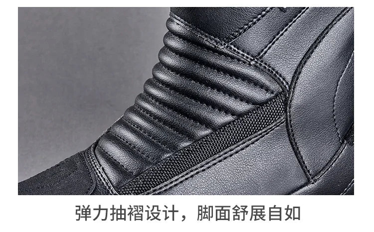 Motorcycle Short Boots Couple Shoes Leather Men Women Riding Racing Protective Breathable Anti-slip Soft Sole Motocross Off-road