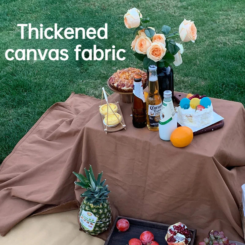Solid Picnic Mat Paired with Picnic Trendy Leather Handle Beach Blanket  Sleeping Pad  Camping Tarp Waterproof  Beach Mat