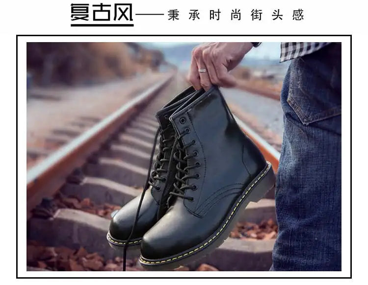 Fashion Men's Boots British Style High Top Casual Sneakers Men Luxury Designer Work Shoes Outdoor Anti slip Motorcycle Boots Mal