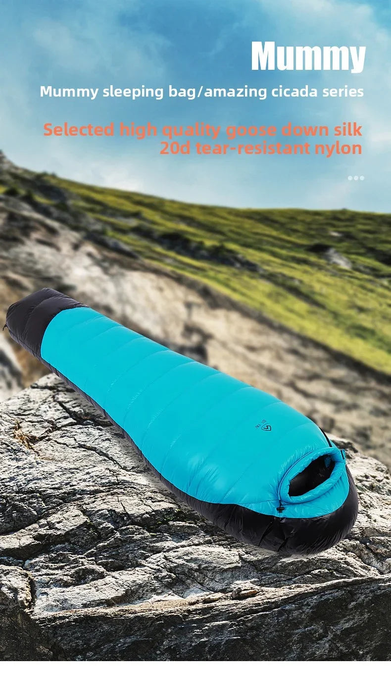 SKY ICEJingchan Mummy Down Sleeping Bag for Adults Outdoor Camping Winter Thickened Goose Down Cold-Proof Warm