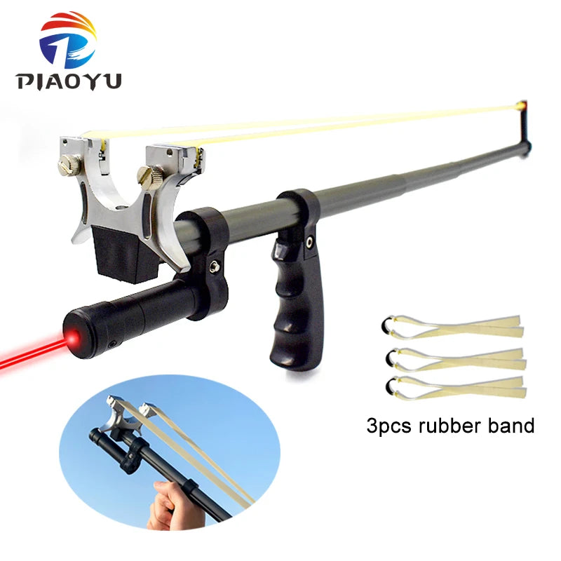 High Precision Telescopic Slingshot High Power Rubber Band Slingshots with Red Laser Stainless Steel Outdoor Hunting Catapult
