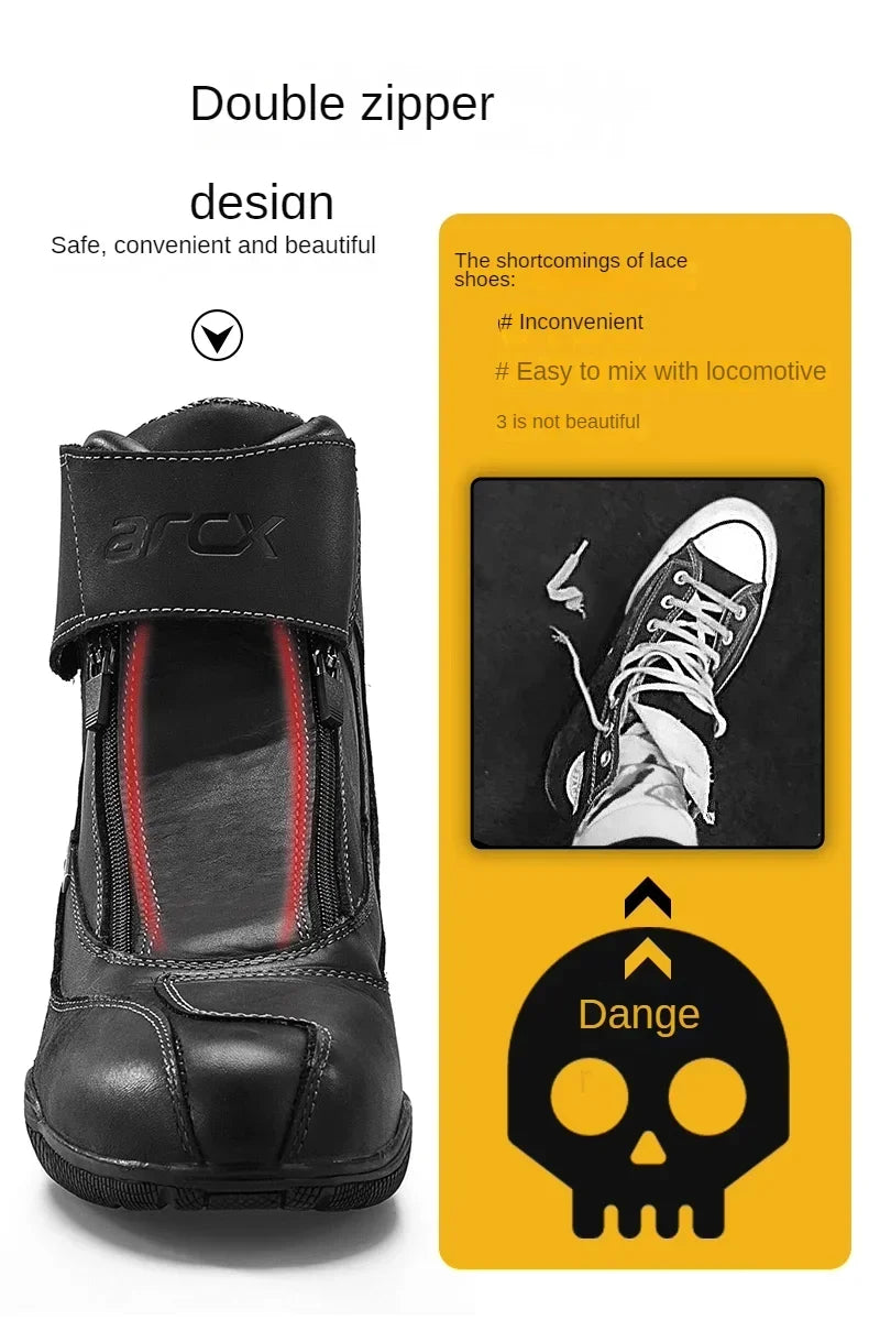 Motorcycle Riding Boots Men's Anti-slip Wear-resistant Locomotive Cycling Shoes Comfort Waterproof Anti-drop Four Seasons