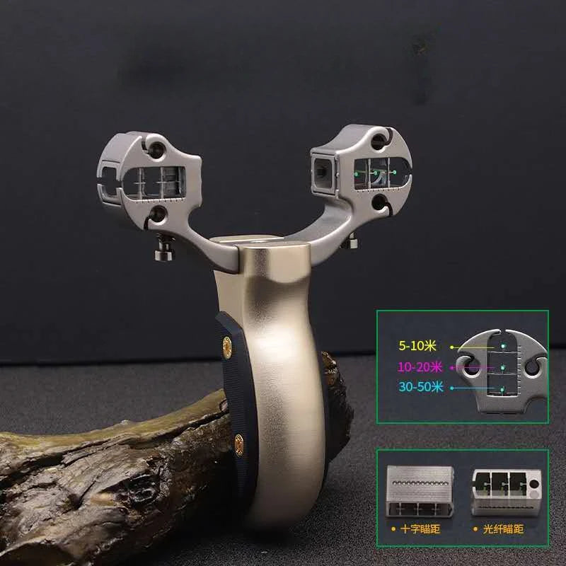 Precision Outdoor Hunting Slingshot Titanium Alloy Adjustable Sight Catapult Round Flat Rubber Band Card Ball Sling Shooting Toy