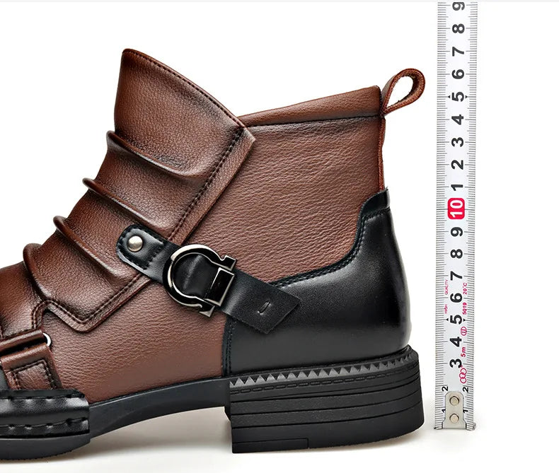 Autumn Winter Retro Ankle Boots for Men Fashion Casual Size Zipper Motorcycle Boots Man New Designer Warm Platform Shoes Male