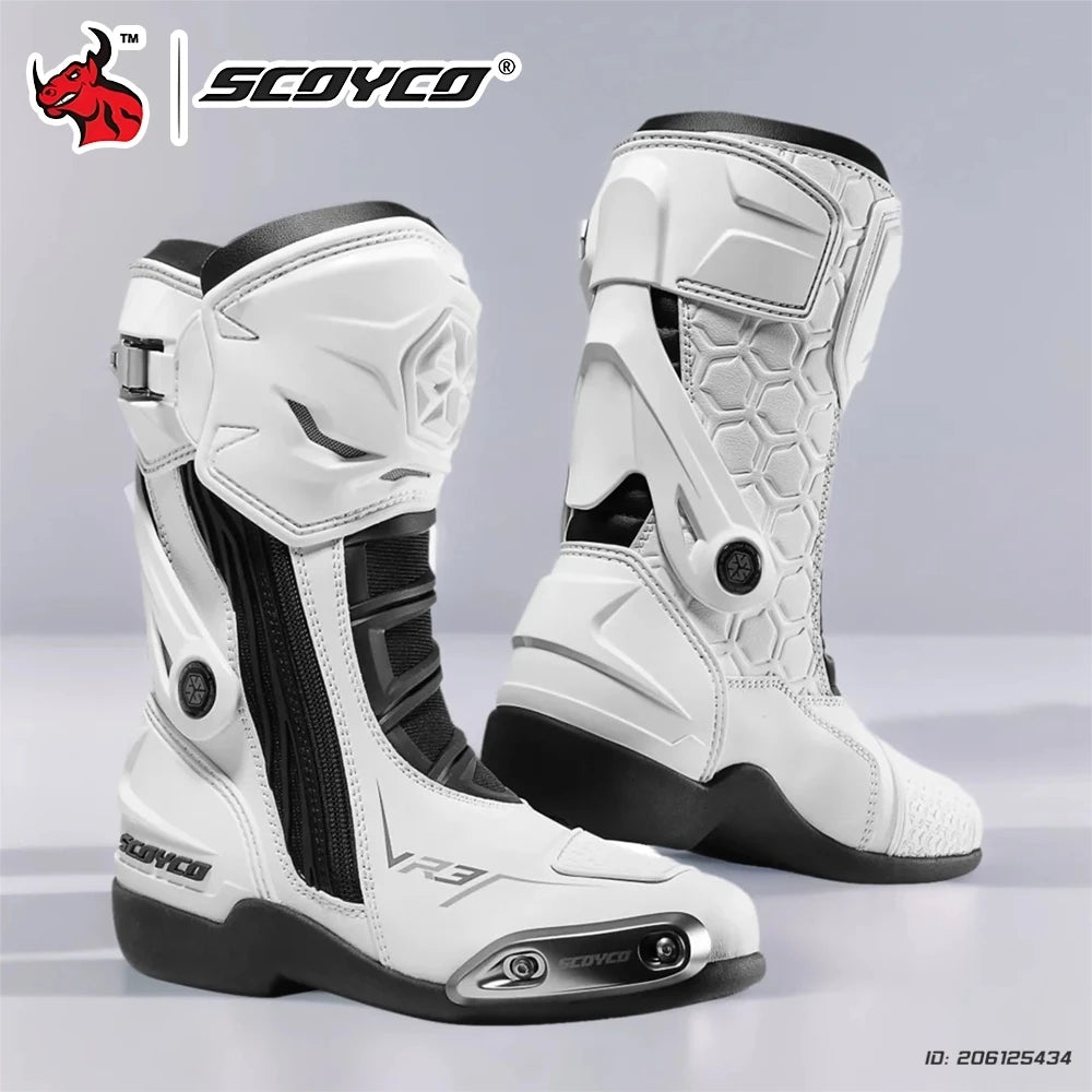 Women's Motorcycle Boots Riding Durable Anti-Slip Professional Motocross Protective Shoes Motorbike Boots Windproof Waterproof