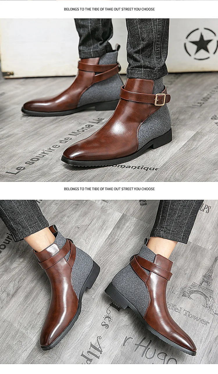 2024 Autumn New Men's Fashion British Style Casual Retro High-top Leather Shoes Men Large Size 39-48