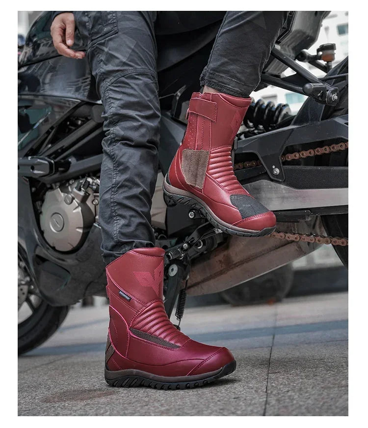Motorcycle Short Boots Couple Shoes Leather Men Women Riding Racing Protective Breathable Anti-slip Soft Sole Motocross Off-road