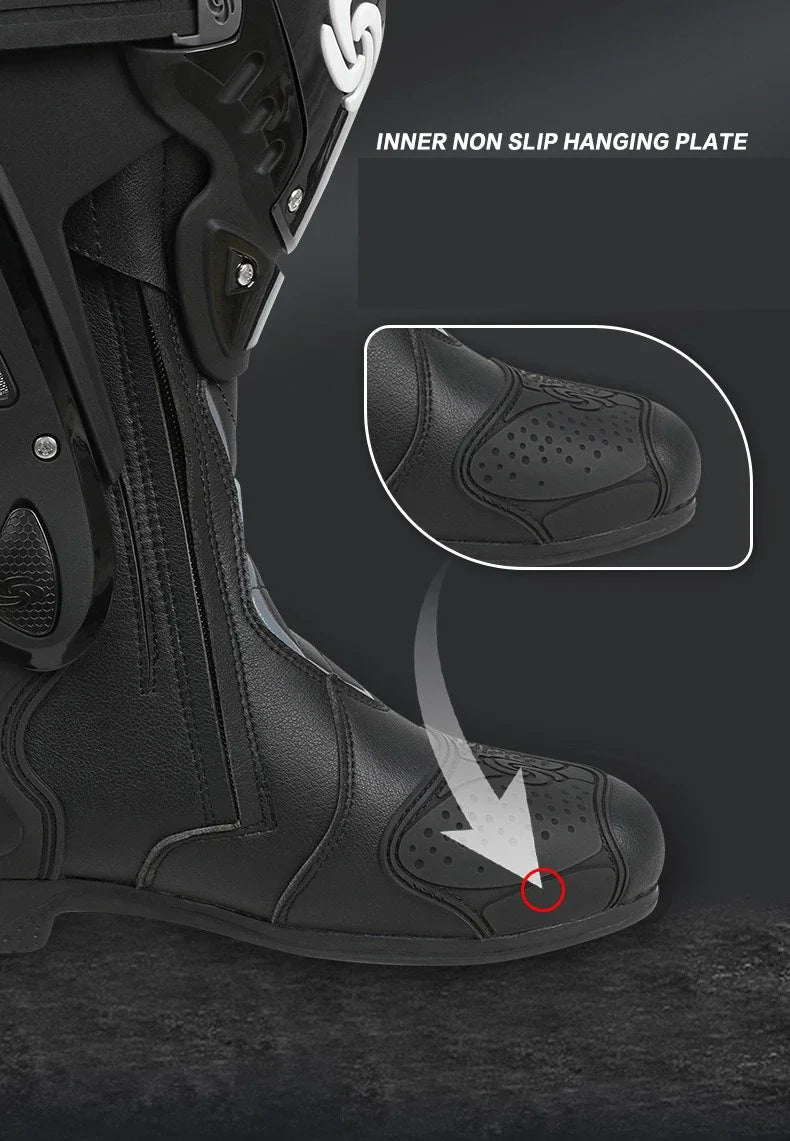 Off-Road Motorcycle Boots Men's Non-Slip Steel Toe Heavy Duty Design with Ankle Support & Shift Pad Shield for Dirt Bike