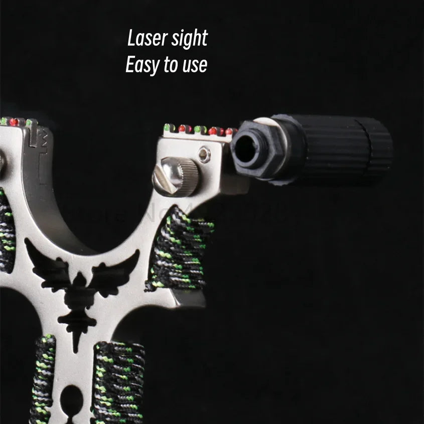 Red Laser Shooting Stainless Steel Slingshot With Flat Rubber Band Catapult Outdoor Sports Hunting Slingshot Accessories