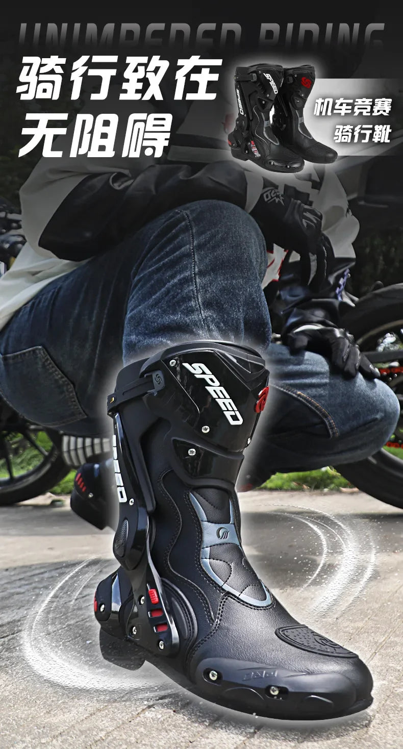 Professional Motocross Boots Breathable Water-repellent Off-Road Boots Anti-collision Riding Boots HighTop Racing Shoes
