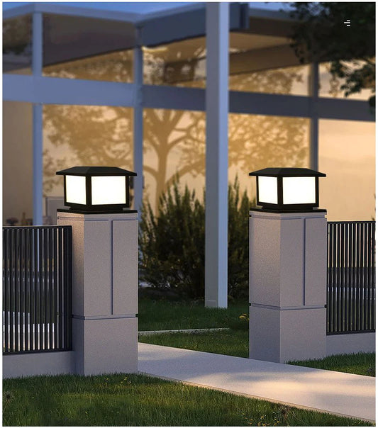 Timed LED Solar Outdoor Light Pillar Solar Lights Waterproof Thick Garden Pathway Parking Yard Outdoor Decor Lamp RC Solar Light