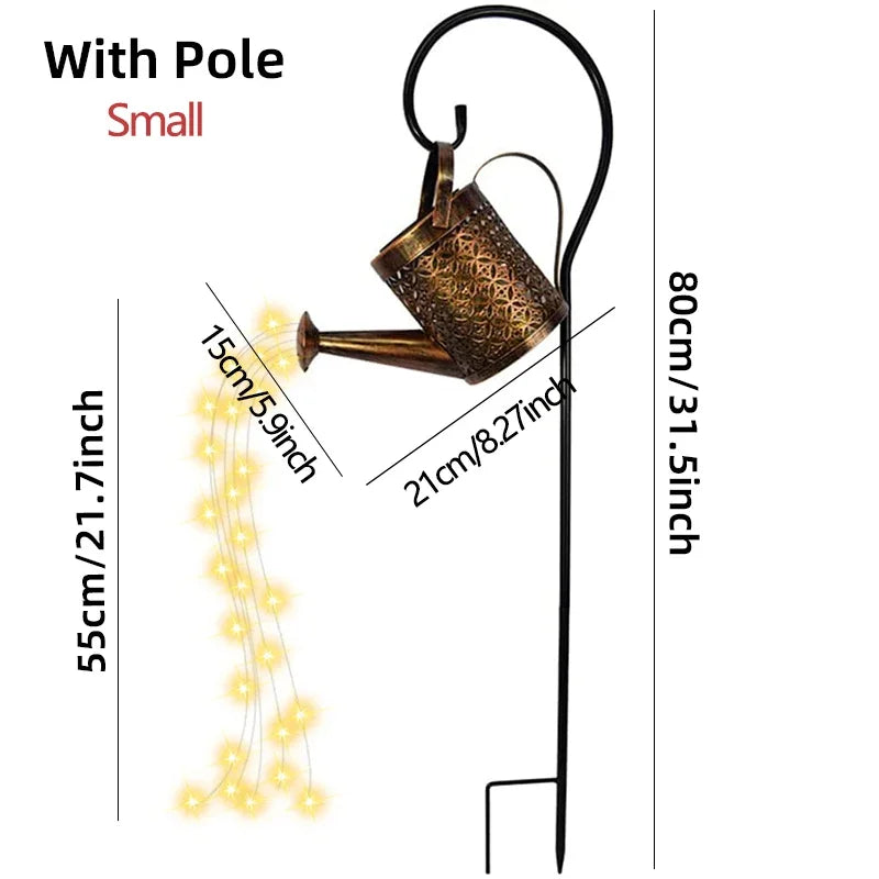 LED Solar Lights Outdoor Watering Can Light Hanging Waterfall Decor Yard Porch Lawn Outdoor Solar Garland Lights Waterproof