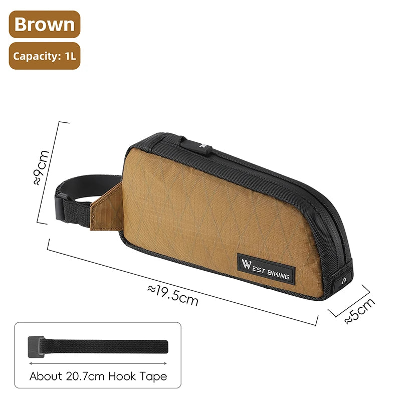 WEST BIKING Bicycle Top Tube Bag 1L Portable Cycling Front Frame Triangle Bag Lightweight Bike Bag MTB Road Bike Accessories