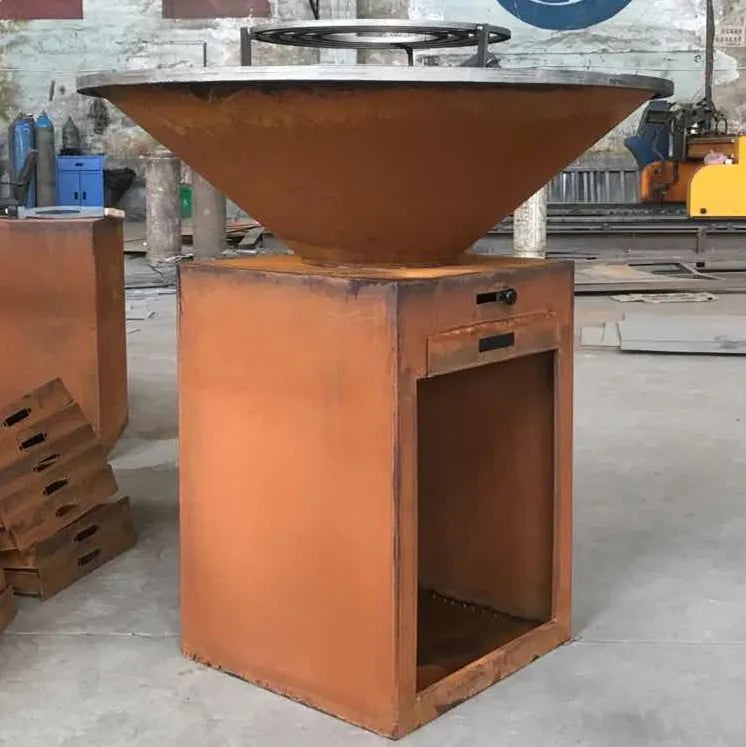 Commercial Corten Steel Outdoor BBQ Fire Pit Camping Charcoal BBQ Grill