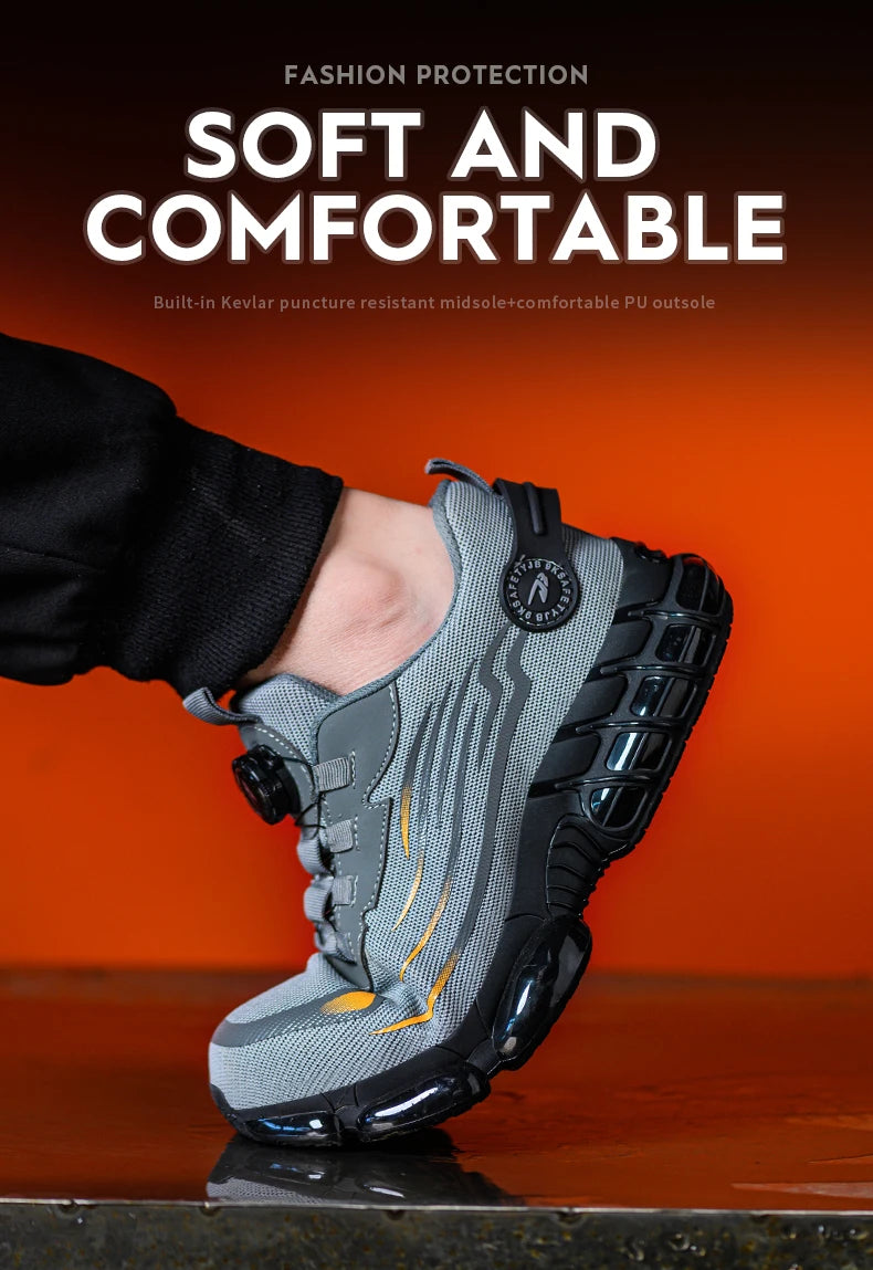 Rotating Button Safety Shoes Men Puncture-Proof Work Sneakers Protective Shoes Brand Indestructible Steel Toe Shoes Work Boots