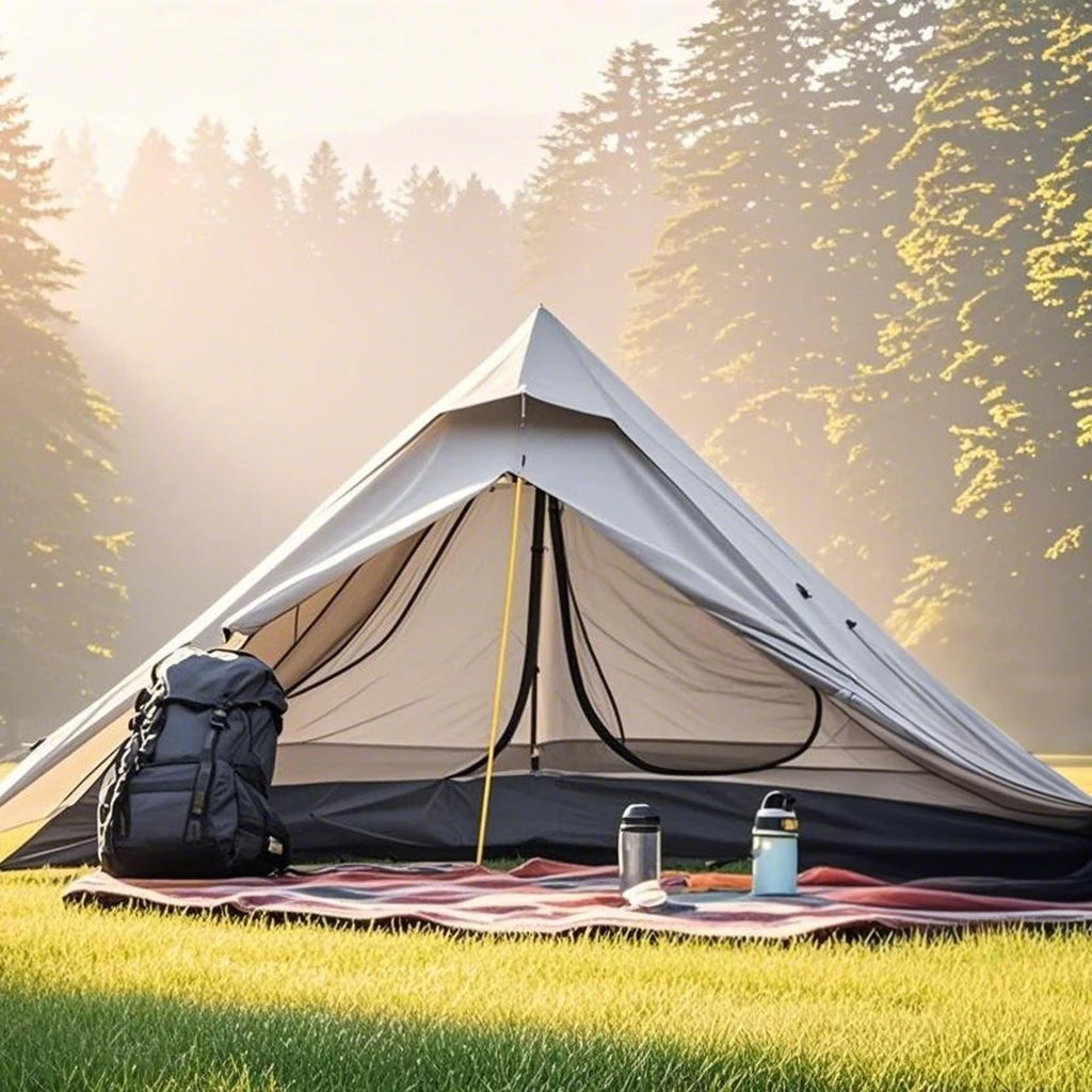 1-Person Ultralight Trekking Pole Tent - Pyramid Design, Waterproof PU4000, 2-Layer Mesh for Backpacking/Hiking, Without Pole