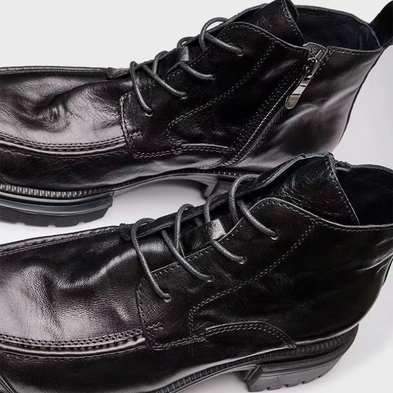 Motorcycle Riding Boots Genuine Leather British Leather Boots High Top Shoes Handmade Retro Men Leather Work Boot