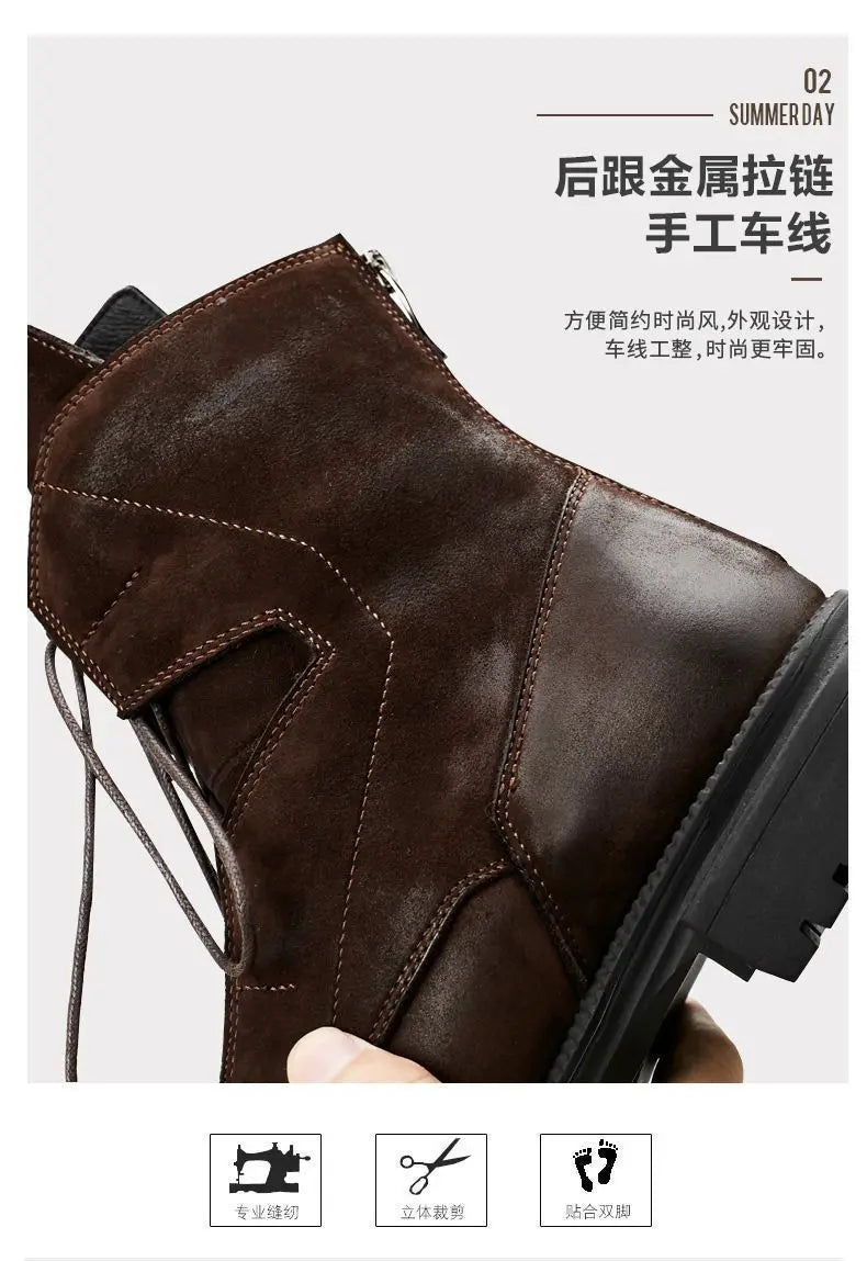 Motorcycle Riding Boots Genuine Leather British Leather Boots High Top Shoes Handmade Retro Men Leather Work Boot