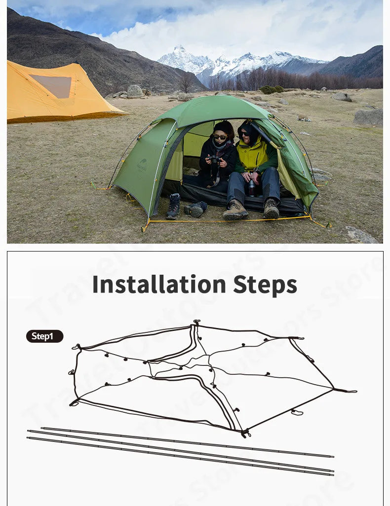 Naturehike 15D Cloud Peak Camping Tent Outdoor Camping Ultralight 2 Persons 15D Silicone 4 Seasons Hiking Tent With Free Mat