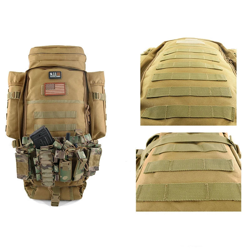 2024 70L Tactical Backpack for Men Outdoor High Capacity Hiking Bag Sports Attack Hunting Camping Rucksack Expanding