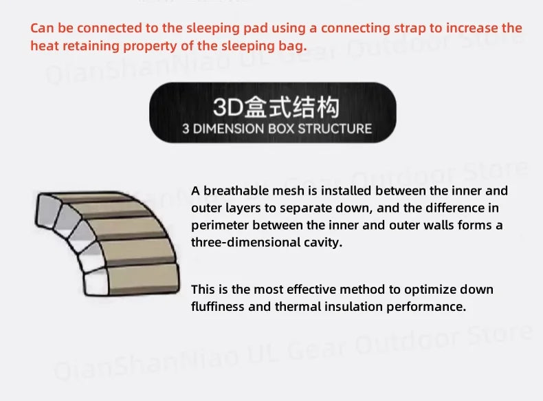 Ice Flame NXT 800FP Sleeping Bag Outdoor Camping Mummy Down Sleeping Bag Ultralight Trekking Mountaineering 10D Sleeping Bag