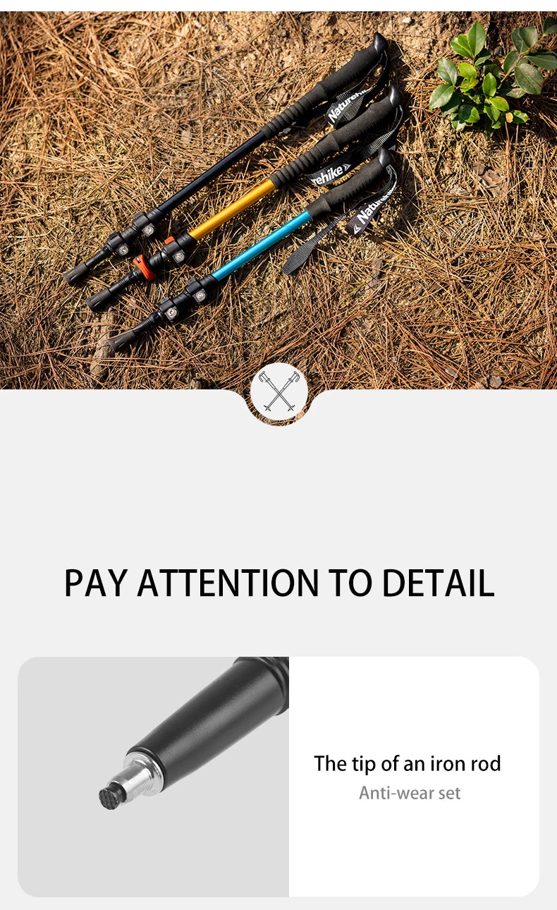 Naturehike Sunny Snow Base Walking Sticks Outdoor Children's Hiking Poles Men Women Camping Cane Ultralight Aluminum Alloy Trek
