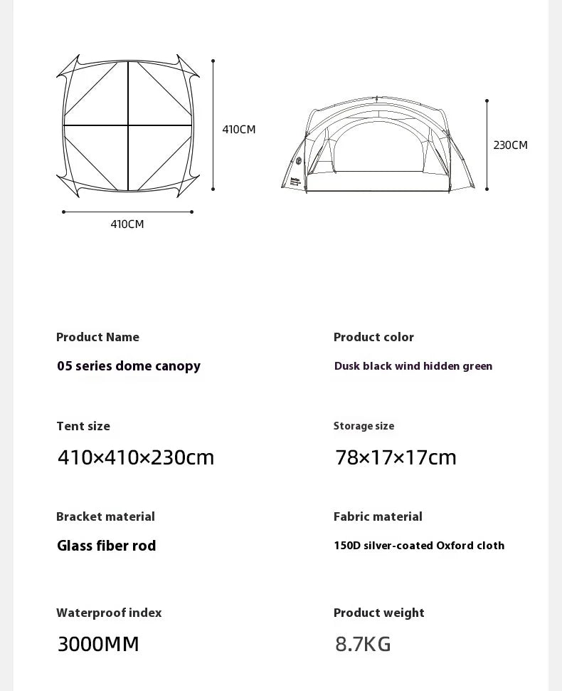 Mountain Fun Tent Outdoor Dome Canopy Oversized Awning Sun Protection Camping Equipment Camping Windproof Can Expand The Dome
