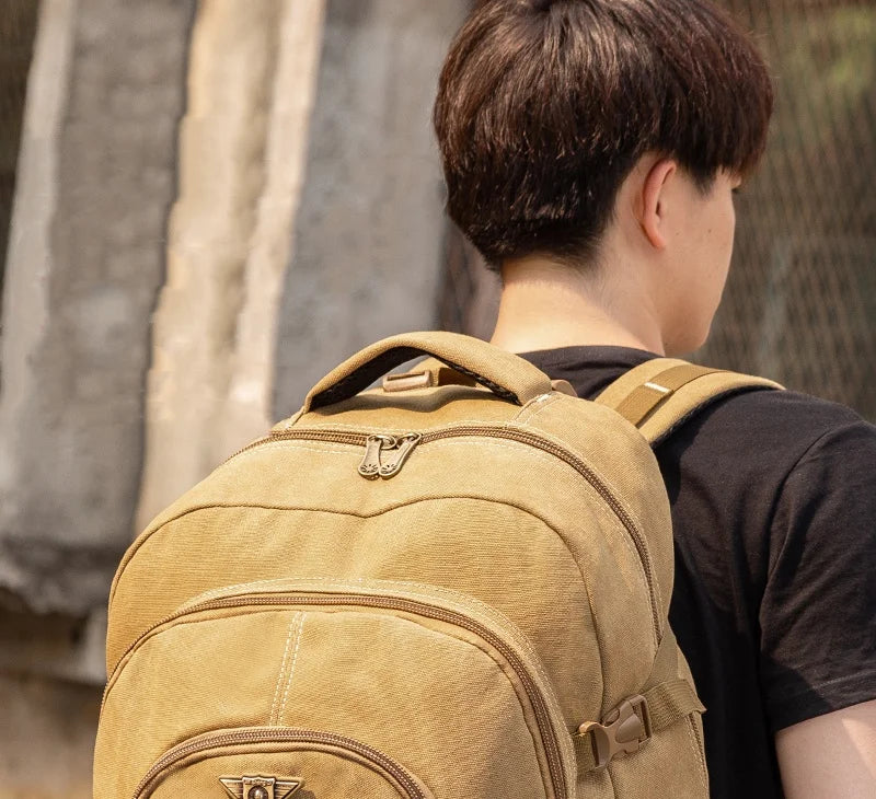 55L 70L Canvas Sports Backpack Men Outdoor Hiking Camping Travel Bag Luggage Rucksack Large Capacity Climbing Tactical Backpack