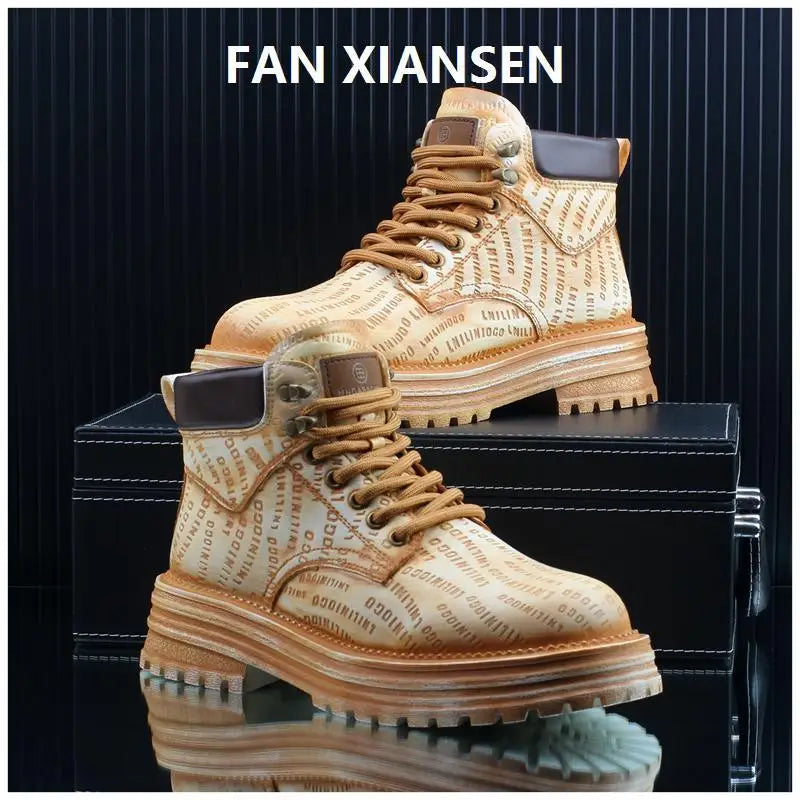 Motorcycle cycling shoes Ankle Boots Casual Sneaker Leather Shoes Loafers  Boots for Men Sports and Wear Round Toe Army Boots