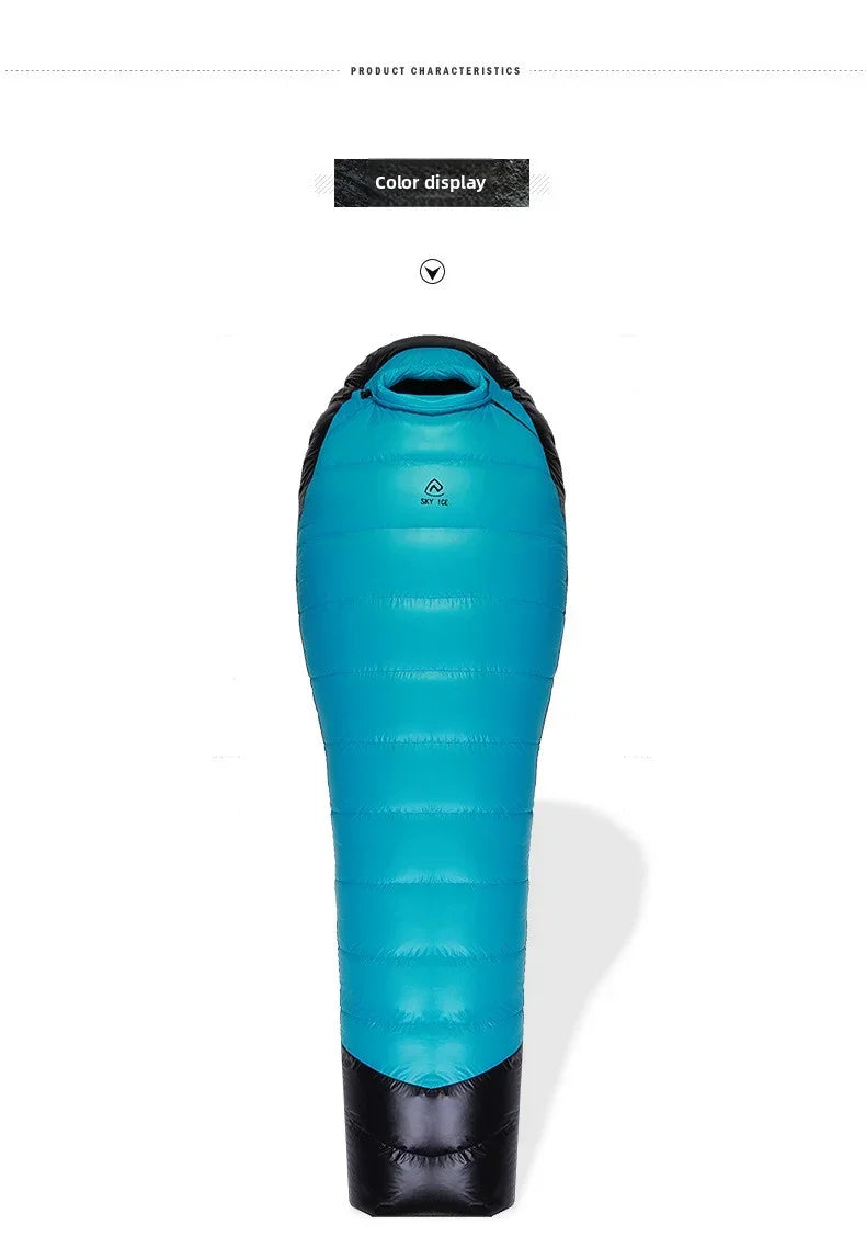 SKY ICEJingchan Mummy Down Sleeping Bag for Adults Outdoor Camping Winter Thickened Goose Down Cold-Proof Warm