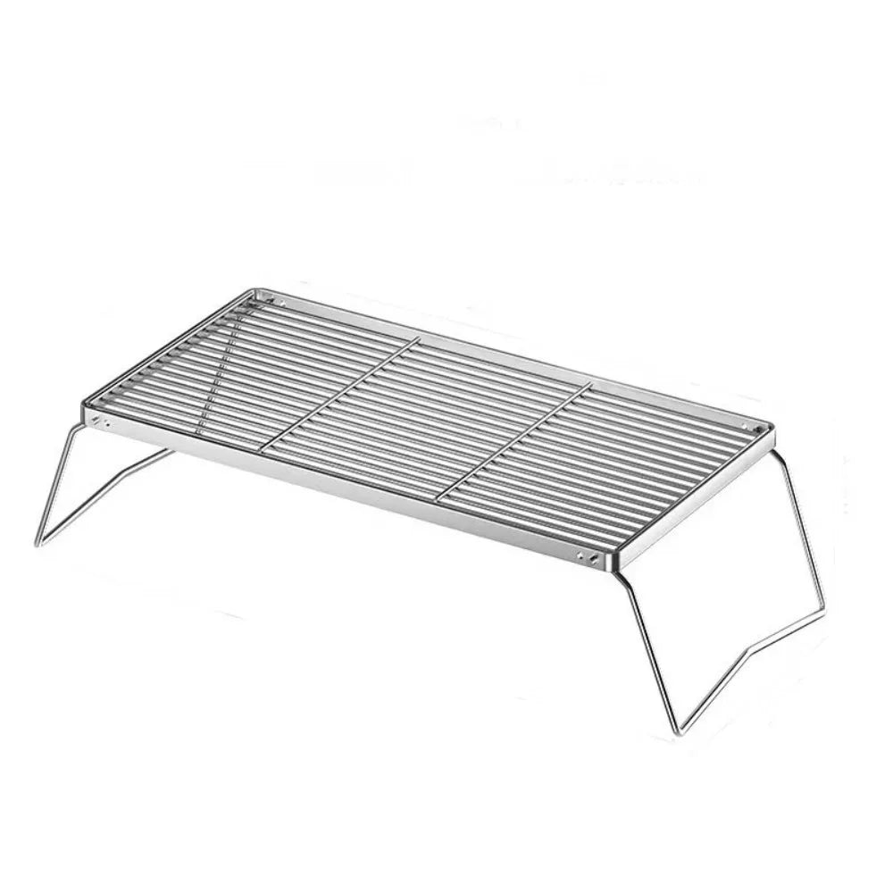Stainless Steel Foldable Camping Grill Rack Corrosion Resistan Foldable BBQ Stove Stand Folding Heat-resistant