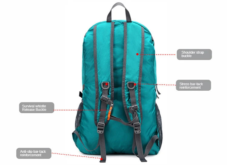 40L Outdoor Foldable Backpack Ultralight Waterproof Soft Camping Shoulder Pack Climbing Travel Mountaineering Hiking Cycling Bag